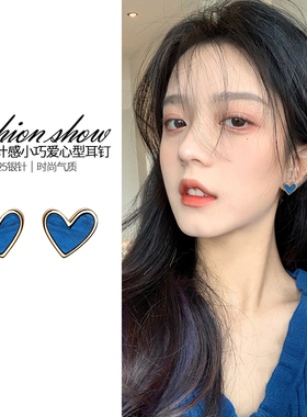 蓝色简约耳夹无耳洞少女日常百搭假耳环小巧精致可爱耳钉轻奢耳饰
