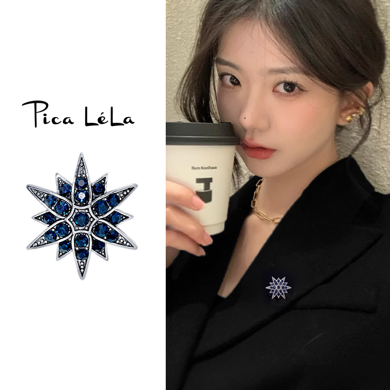 复古六芒星雪花胸针高端