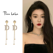 耳坠女小众设计感耳饰 潮耳环长款 时尚 气质名媛字母耳钉2026年新款