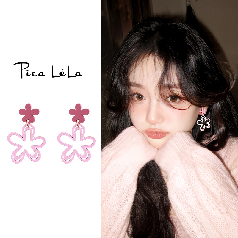 甜美小众花朵耳夹新款高级感