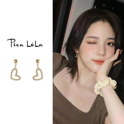 简约气质爱心纯银耳钉女