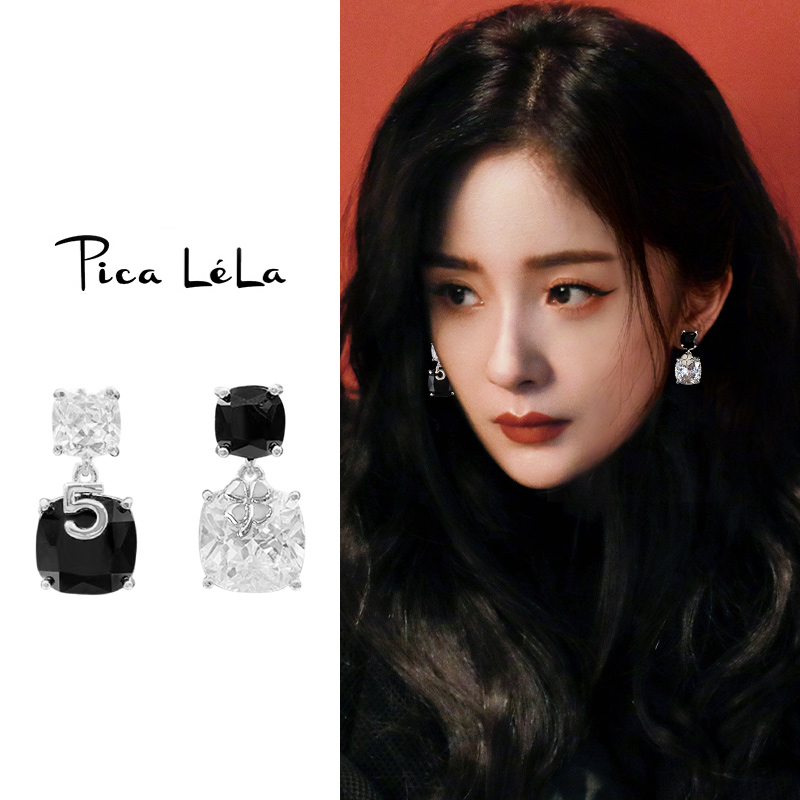 黑色不对称蚊香盘耳夹女