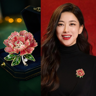 新中式 牡丹花胸针女复古高级感别针奢华高端轻奢气质胸花大衣配饰