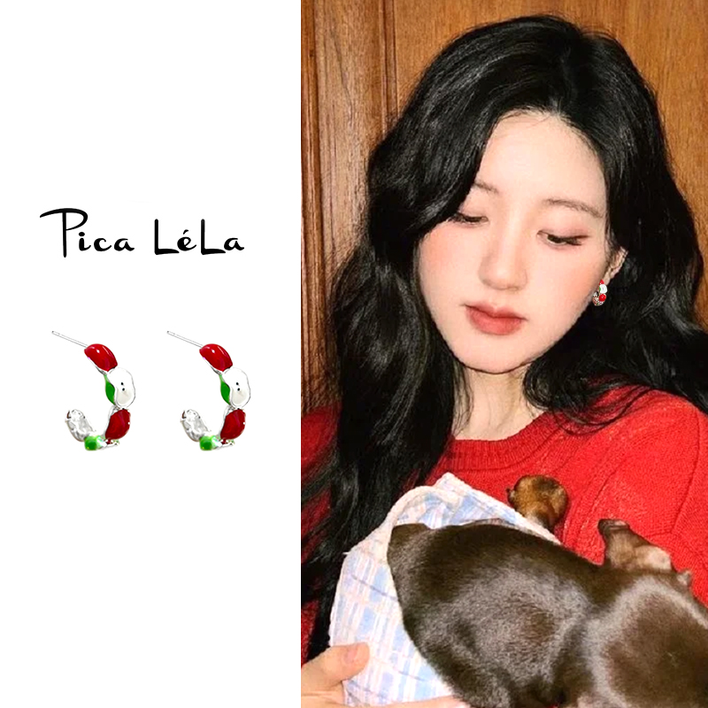 甜美苹果耳环高级感轻奢