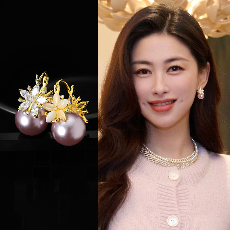 双面花朵珍珠款耳环超好看独特漂亮耳坠轻奢高级感气质大气耳饰女