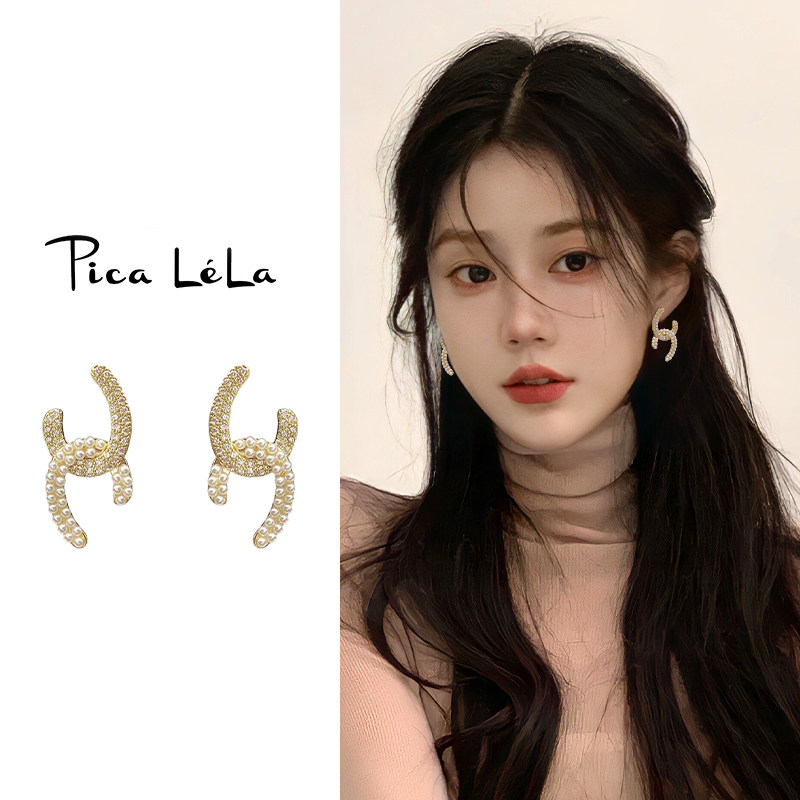 法式珍珠款设计感耳环女