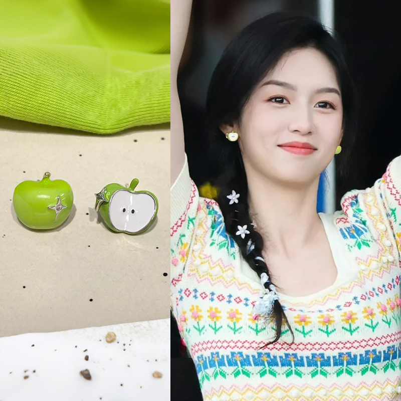 独特设计不对称苹果耳钉