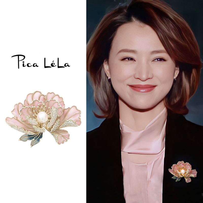 牡丹花朵胸针女国风高端