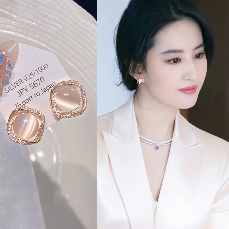 法式气质方形耳钉女轻奢高级感大气925银针耳环精致时尚设计耳饰