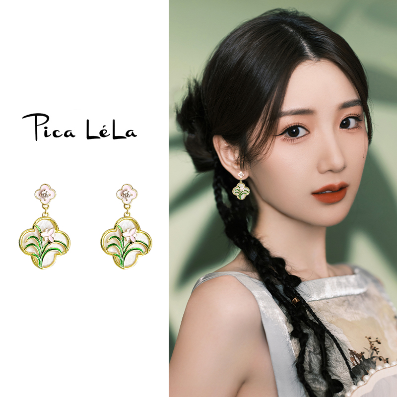 新中式国风四叶草耳夹无耳洞女
