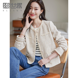 法式 小个子163LD509 新款 熙世界名媛气质粗花呢外套女2025春装