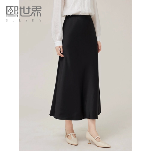 熙世界水墨晕染印花荡领T恤女长袖2026早春新款捏褶收腰绝美上衣