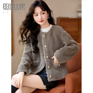 熙世界2025年冬季新款考拉绒皮草外套女短款毛绒保暖上衣皮毛一体