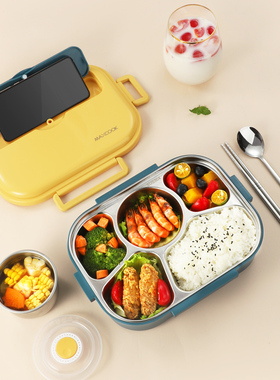 304不锈钢饭盒小学生上班族专用儿童带盖分格饭盒分隔餐盘便当盒