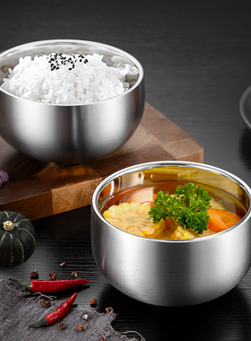 美厨316不锈钢饭碗双层隔热防烫儿童吃饭碗防摔家用宝宝辅食饭碗