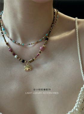 安小柏 高品质 董洁同款平替版小象美拉德锁骨链小众叠带项链女