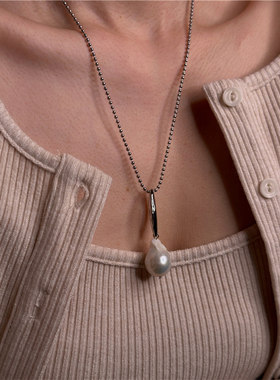 安小柏◆好搭配 拉长脖子线条 法式高级感天然巴洛克珍珠毛衣项链