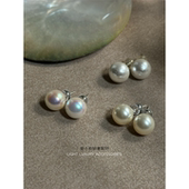 施加 安小柏 韩国博主fever同款 强光复古S925银针珍珠贝珠耳钉女