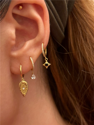 安小柏◆通体925纯银欧美博主同款 可组合佩戴图腾星星耳圈耳坠女