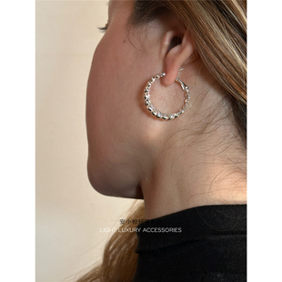 安小柏 自留推荐 法式几何耳圈 闪闪串珠轻奢时髦百搭显脸瘦耳环