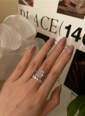 高碳钻戒轻奢925纯银婚戒女