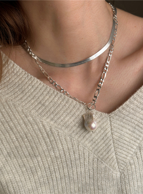 安小柏◆自留！chao百搭 随意搭配组合韩国通体925纯银项链叠戴女