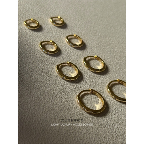 安小柏◆睡觉可免摘养耳洞 S925银 耳扣耳圈微镶点钻极简耳环小众