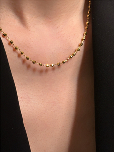 安小柏◆嘎嘎闪！强推法式多切面小金球金灿灿闪亮亮锁骨链项链女