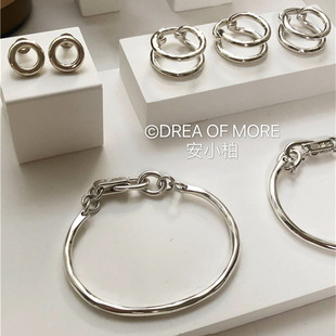 德国Werkstatt Munchen暗黑工业风手作通体S925纯银手镯戒指耳钉