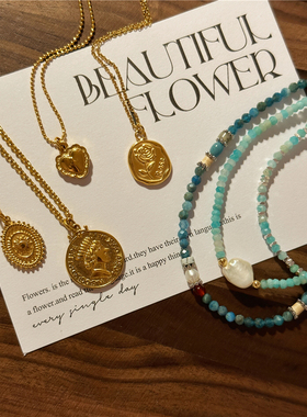 法式天然串珠项链叠戴锁骨链