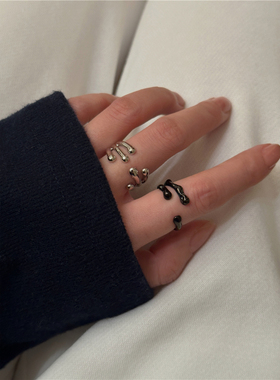 安小柏◆韩国小众设计感通体925纯银火柴头个性自由组合戒指开口