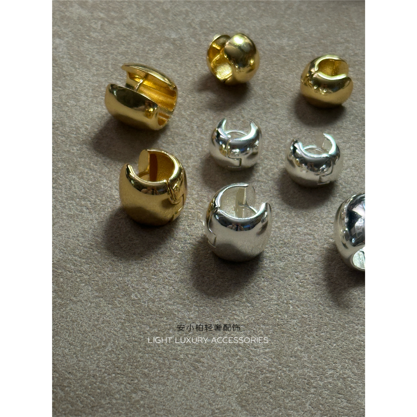 安小柏 博主sasa同款 Annika金属感光面耳扣 小众设计简约耳饰ins