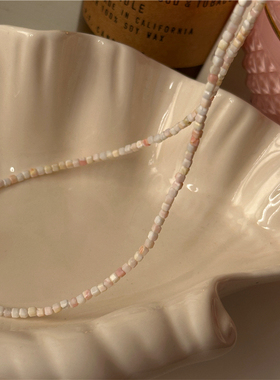 安小柏◆胭脂螺天然石串珠女王贝石小众手工百搭叠戴项链锁骨链女