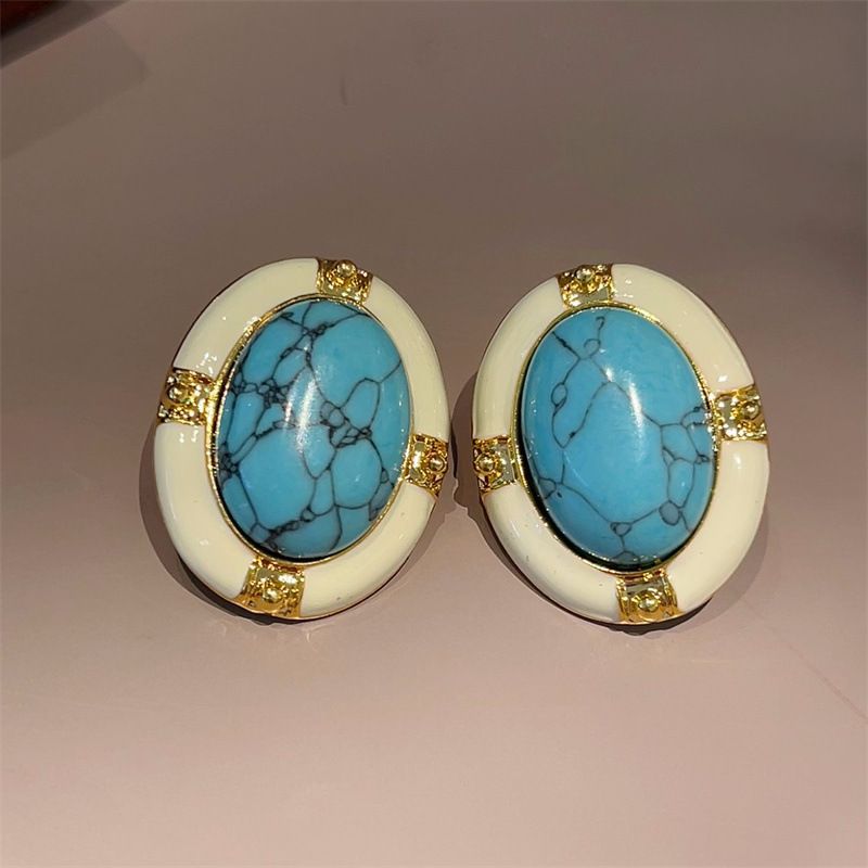 法式几何包边绿松石金饰简约ins
