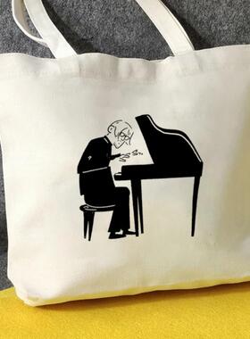 坂本龙一插画帆布包帆布袋定制环保购物袋外出时尚大容量手提买菜