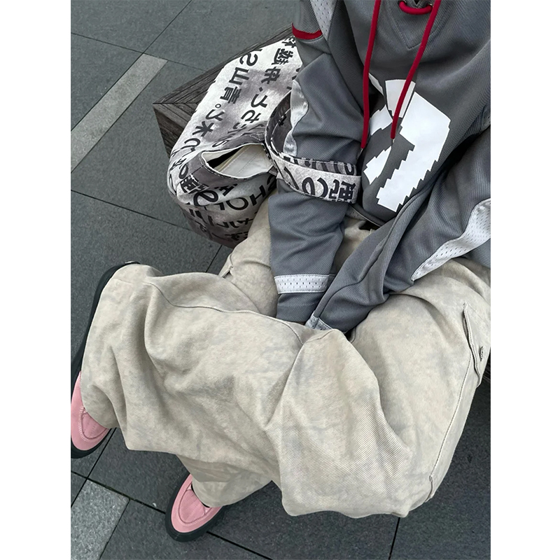 大理石暗纹Cargo工装伞兵裤男