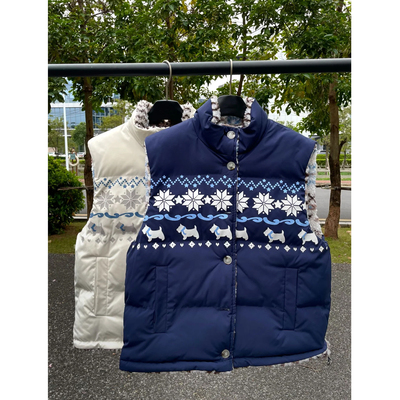 美式潮牌费尔岛风双面穿羊羔绒棉马甲男女款冬季保暖宽松无袖外套