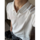 解构拼接t恤痞帅高级感v领半截袖 美式 男款 夏季 boxy正肩短袖 polo衫