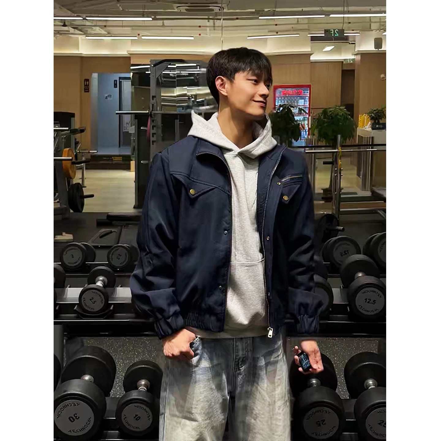 美式痞帅街头风解构正肩飞行员夹克男款春秋季boxy廓形机车服外套