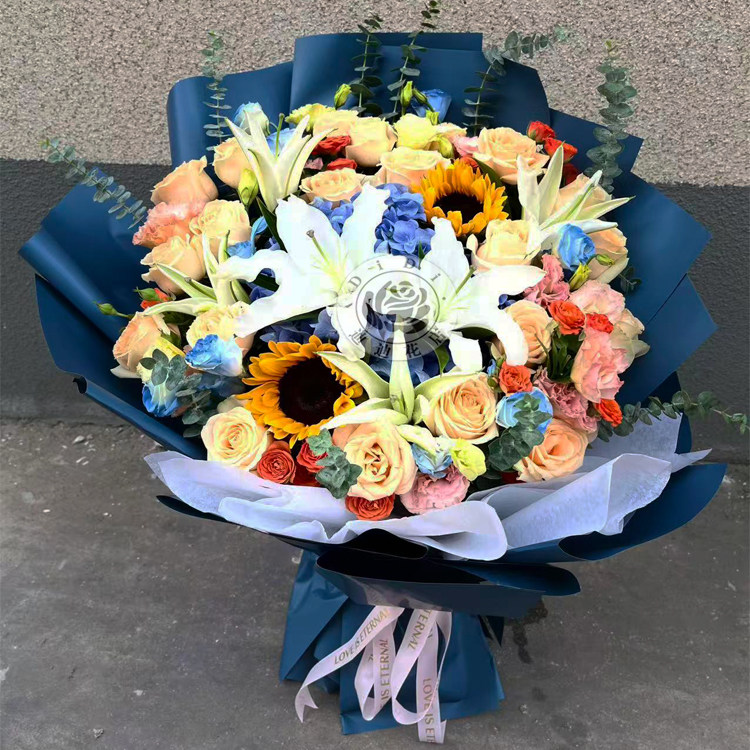 领导退休混搭花束教师节送老师生日送父母男士女士北城鲜花速递