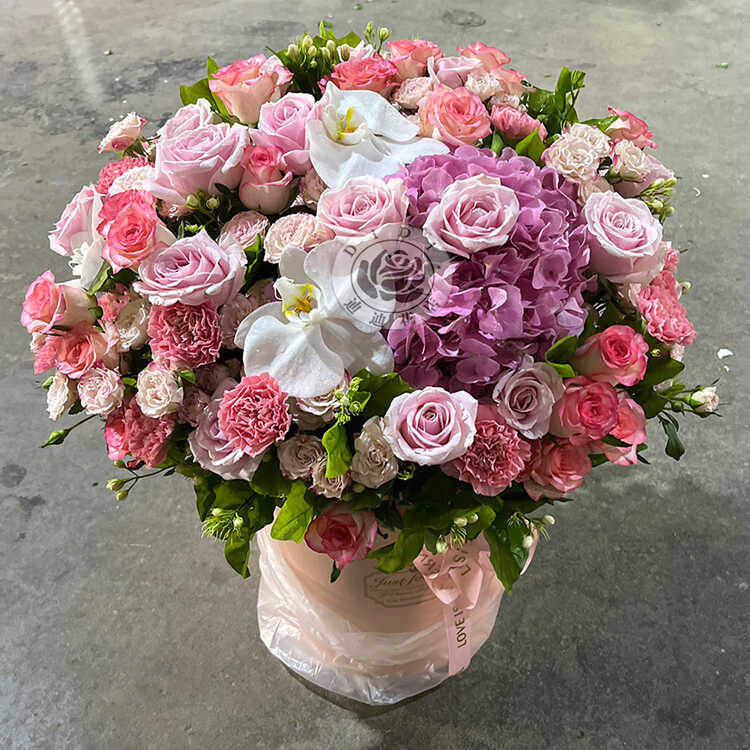 玫瑰花桶绣球花康乃馨蝴蝶兰生日送妈妈爱人朋友北京同城鲜花速递