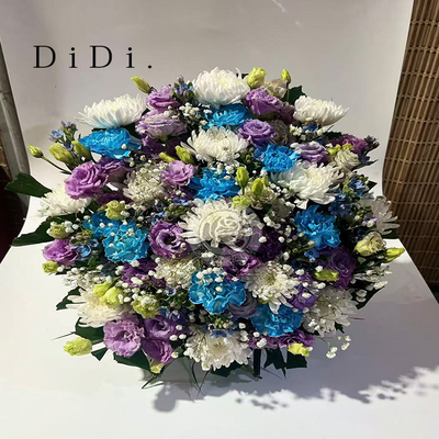 清明节扫墓祭奠扇面花插祭扫上坟下葬白紫色系悼念北京花店送花