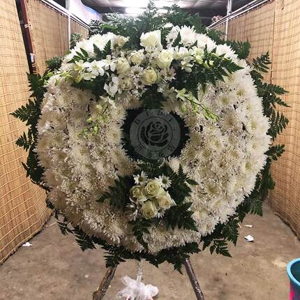 白菊花鲜花花圈祭奠白事殡葬用品去世灵堂布置追悼会北京同城速递