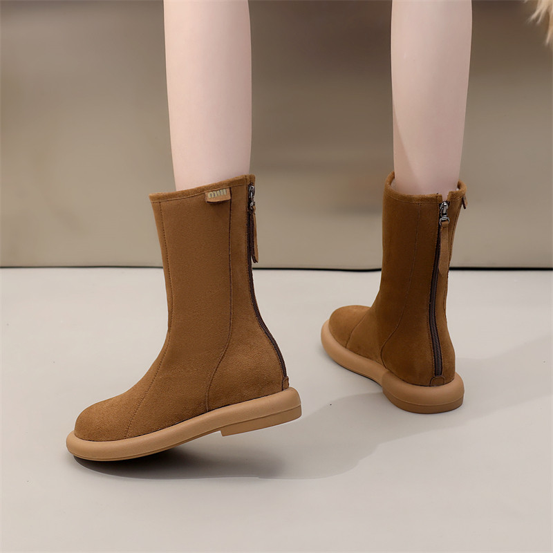 厚底防滑磨砂高靴女勃肯冬季加绒中筒靴平底雪地靴保暖棉鞋马丁靴,女鞋,时尚雪地靴,淘宝优惠券,粉丝福利购,淘宝优惠卷