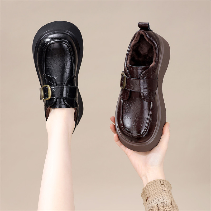 英伦风皮带扣厚底乐福鞋女百搭增高松糕鞋圆头小皮鞋软底豆豆鞋,女鞋,松糕（摇摇）鞋,淘宝优惠券,粉丝福利购,淘宝优惠卷
