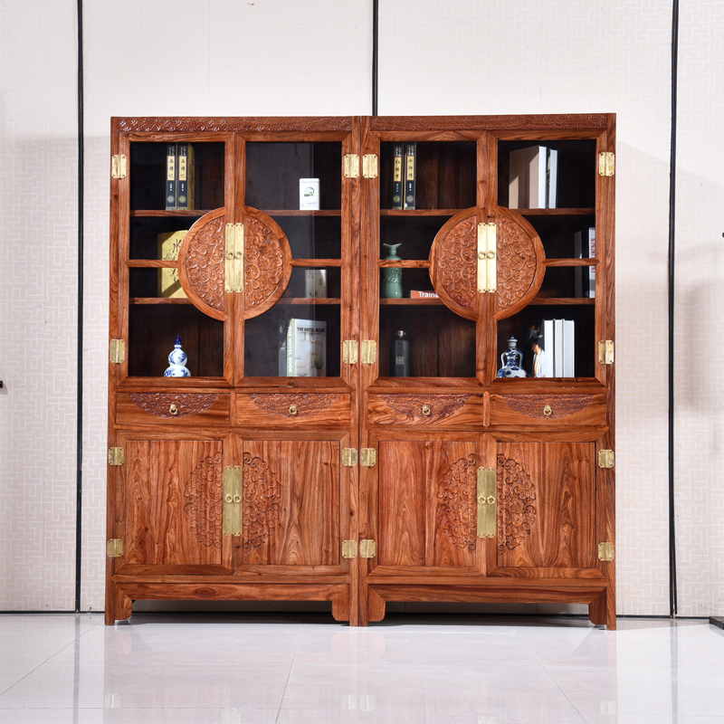 红木书柜组合书架书橱置物架落地实木刺猬紫檀实木家具新中式仿古