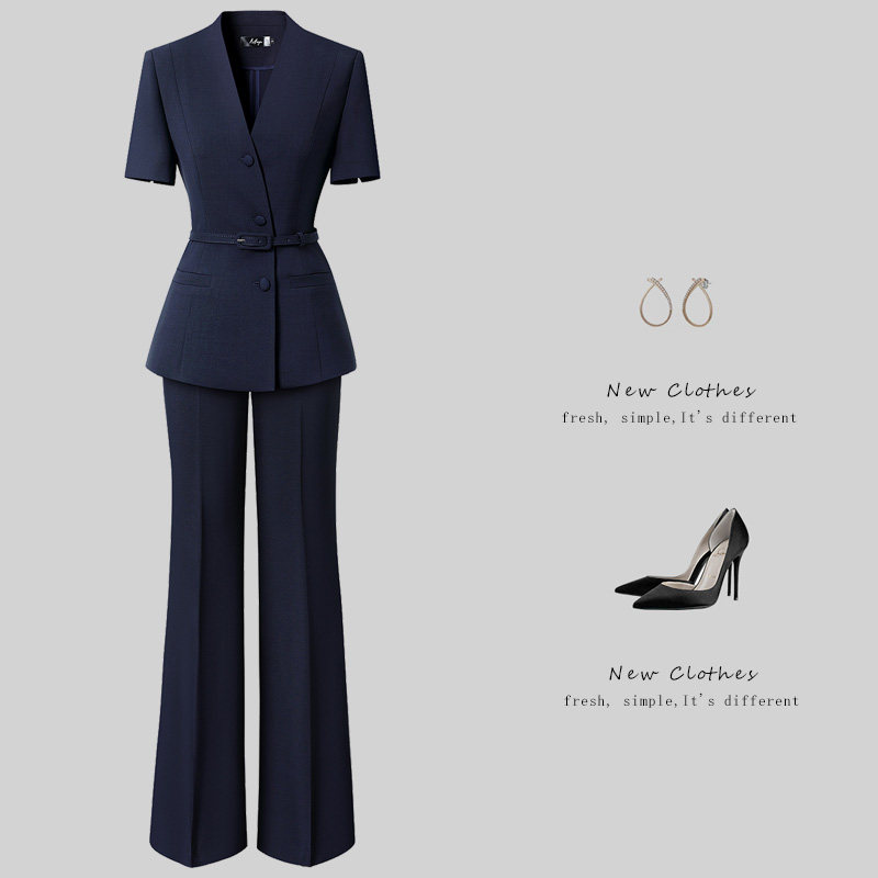 单排扣职业西装套装女夏短袖气质收腰职场上班工作服白领通勤工装