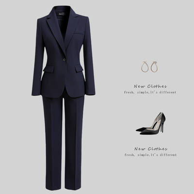 长裤长袖一粒扣职业女裤套装