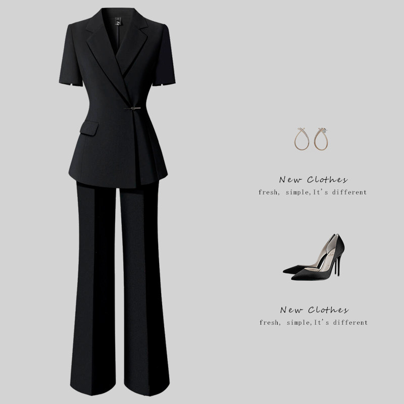 新中式设计感职业西装套装夏短袖气质修身职场工作服白领通勤工装