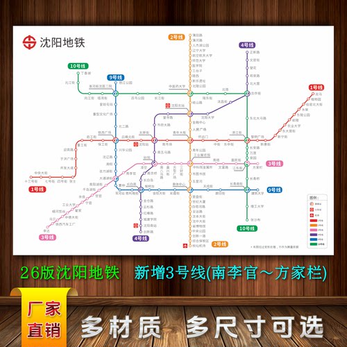 2026版沈阳市换乘轨道线海报贴纸